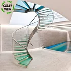 Indoor Glass Stairs CLEAVIEW FURNISHING Fashionable Small Glass Industrial Design Indoor Spiral Stairs
