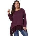 Blouse Women Sheer Ruffled Splice Casual Blouse Shirts Spring Autumn Long Sleeves Top