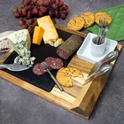 Acacia Wood Double Slate Cheese Board Set