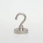 Neodymium hook magnet D32mm with 30kg pull force nickel coated