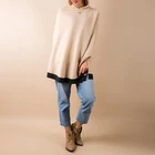 Hot sale winter fashion warm cashmere hoodie women poncho shawl