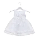 Fashion Flower Children's Clothes Toddler Girls Kids Frock Design Sleeveless Lace White Summer Dresses
