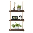 Hanging Wall Swing Storage Shelves Jute Rope Organizer Rack Wall Shelf Wood