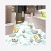 Modern Interior Decor Murals Fish Pond 3D Bathroom Floor Tile Stickers