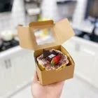 Height White Art Paper PET Kraft Brown Bakery Pie Cake Packaging Paper Food Box With Clear Window