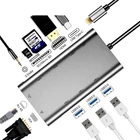USB C hub to HDMI VGA SD USB3.0 Adapter 10 in 1 HUB Card Reader Type C Power Delivery for Macbook Laptop