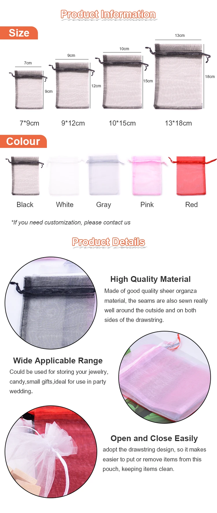 Mixed Colors Organza Drawstring Jewelry Carrying Pouches Wedding Party Christmas Favor Gift Bags