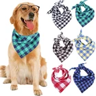 Wholesale Custom Plaid Printing Pet Neck Scarf Adjustable Cotton Plain Triangle Dog Bandana