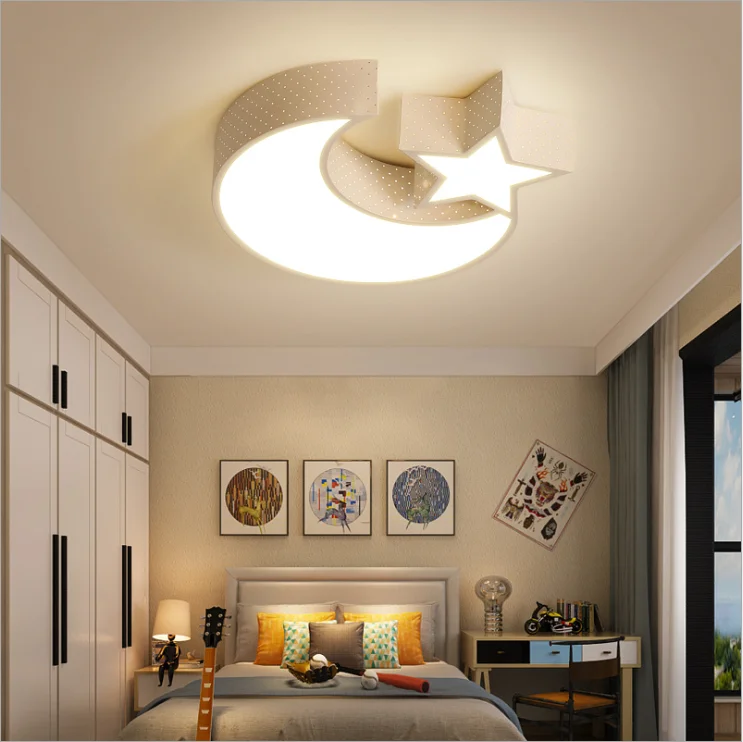 Elegant Kids Boys Girls Bedroom Ceiling Lamp Creative Cartoon Star Moon Shape Kindergarten Led Ceiling Lights