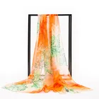 Fashion Women Long Scarf Shawls Printed Soft Pure Custom Silk Chiffon Scarf