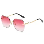 High End Rhinestone Diamond Square Metal Rimless Frames Sunglasses Women Gradient UV400 Glasses
