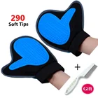 290 Rubber Tips Dog Cat Long Short Fur Gentle Deshedding Brush Pet Comb Hair Remover Mitt Soft Massage Grooming Gloves
