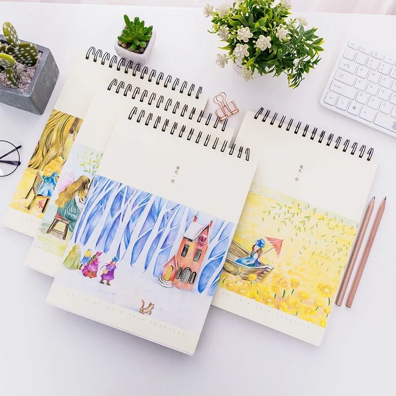 Custom design hardcover student sketch book eco-friendly paper spiral notebook