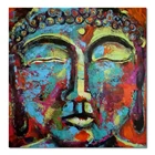 Modern Religion Wall Artwork Colorful Heavy Texture Buddha Head Acrylic Painting