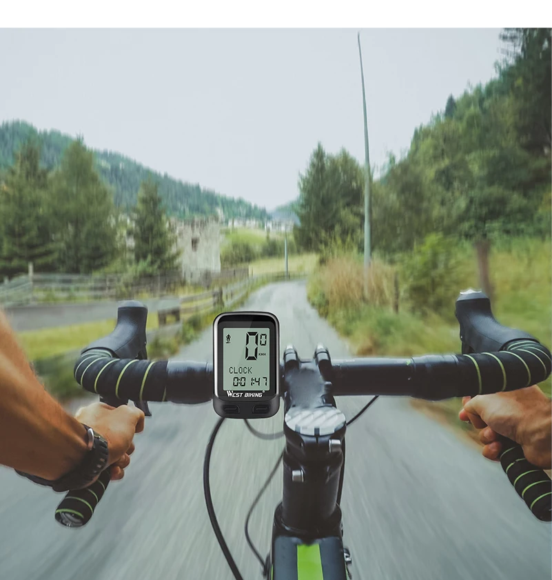 WEST BIKING 5 Language Bike Computer Fit For 2 Bike Speedometer Wireless Waterproof Stopwatch Wireless Exercise Bike Computer