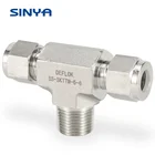 Stainless Steel Male Branch Tee 1/16 To 1 InchNPT Instrumentation Compression Double ferrule 316 SS Tube Fittings 6000psi