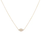 925 Sterling Silver Gold Plated Dainty Cubic Zirconia Evil Eye Necklace For Women