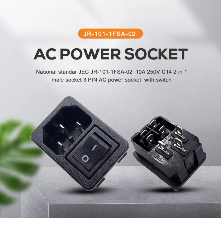High Quality Factory AC Power Socket With CCC Male Electrical Switch 10A 250V