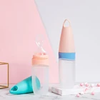 BPA Free Food Grade Silicone Squeeze Baby Feeding Bottle Soft Baby Feeder with Spoon for Newborn