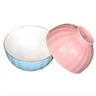 Modern simple microwave safe 5 inch creative pumpkin custom ceramic soup bowl with gold rim