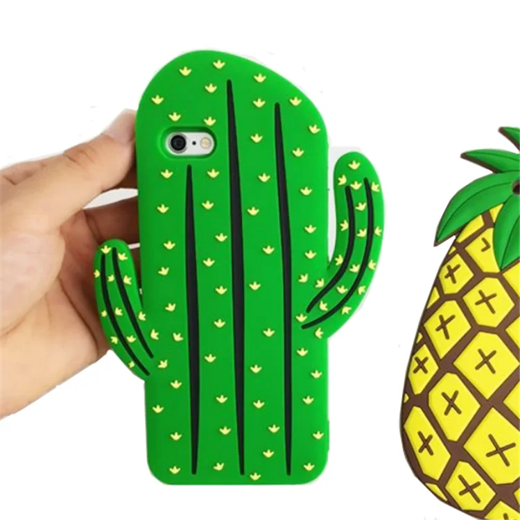 Three-dimensional 3D Real Cactus Pineapple Soft Touch Silicone Phone Case