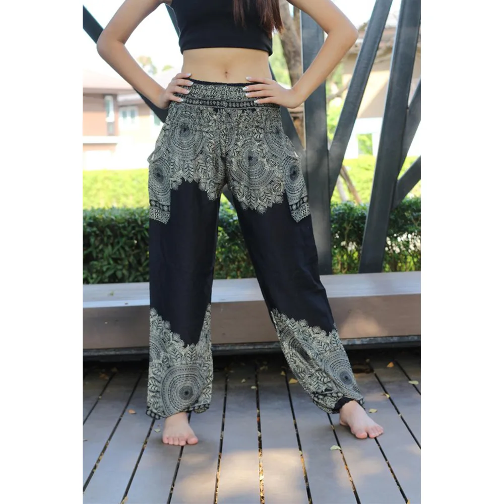 Women's Boho Pants High Waist Yoga Print Hippie Summer Beach Pants for Travel Vacation 2020 hot selling