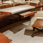 China Furniture White Desk Luxury High Class PU Leather White Curved Office Desk CEO Desk China Office Furniture Foshan