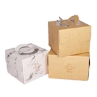 custom design birthday wedding packaging gift clear handle cake paper box with transparent window