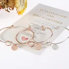 Most Popular Stainless Steel Jewelry Three Colors initial letter Charm Bracelet Bangle for Women