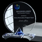 Custom Quality 3D Engrave Printed Round Crystal Trophy/Award/Plaque/Trophy Crystal with Diamond