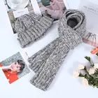 woman fashion winter Set Neck Warm Scarf and Hat for Adults