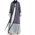 muslim dress Pleats Style Gray Stitching Muslim Dubai Kimono Customized Women Abaya Islamic Clothing abaya dubai