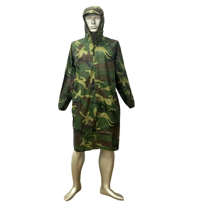 OEM Mens Camo Raincoat With Hood 1pc Camouflage Raincoat Women'S
