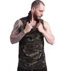Mens wholesale sports tank top vest hooded camouflage vest tank top gym wear