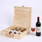 4 Bottles Wooden Wine Bottle Gift Box Pine Wood Packaging Box for Wine