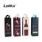 Big promotion 4.6 x 13.7 x 4 Inches 12pcs/pack CYMK Matte Lamination Paper Gift Wine Bags With Soft Handles