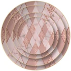 Eco-friendly Fine China Sets Jintch Modern Western Pink Handmade Ceramic Fine Bone China Dinnerware Sets For Catering