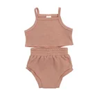 Wholesale Children Boutique Clothing Baby Clothes Waffle Shirt and Shorts Outfits Kids Girls Clothes Sets for Summer