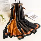 Wholesale 2020 new design women long silk scarves luxury blank letters printed ladies scarf silk