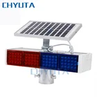 Roadway traffic safety warning flare Red Blue flashing led solar waterproof strobe light