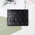 Personalized custom men logo embossed hexagon leather card holder