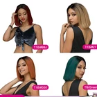 LSY Ombre Brazilian Straight Short Bob Wig #99J/#27/#350/Green 13*4 Lace Front Human Hair Wigs 6"-14" 150% Density Remy