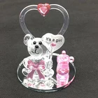 Customized Souvenir Crystal Baby Souvenir Gifts Crystal Heart Bear With Base For Wedding Decoration Love Gift