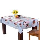 Printed Wipeable 40gsm Flannel Dinning Table Cover PVC Christmas Tablecloth with Lace Edge
