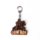 Retro cowboy custom wood keychain for boys and men bag charm
