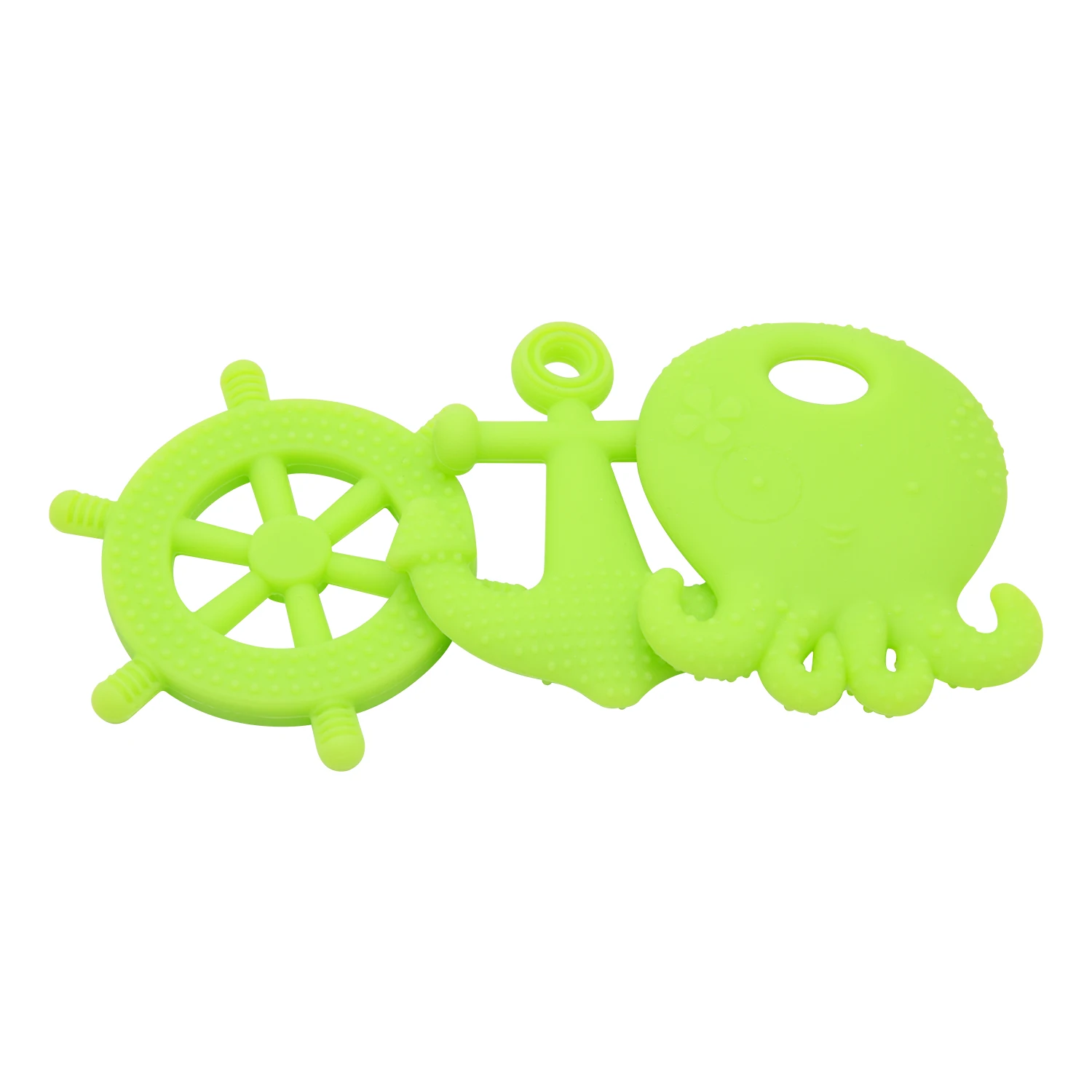 BHD Cutie Octopus Anchor Design Freezable Super Soft Baby Soothing Teething Toys BPA Free Silicone Teether details