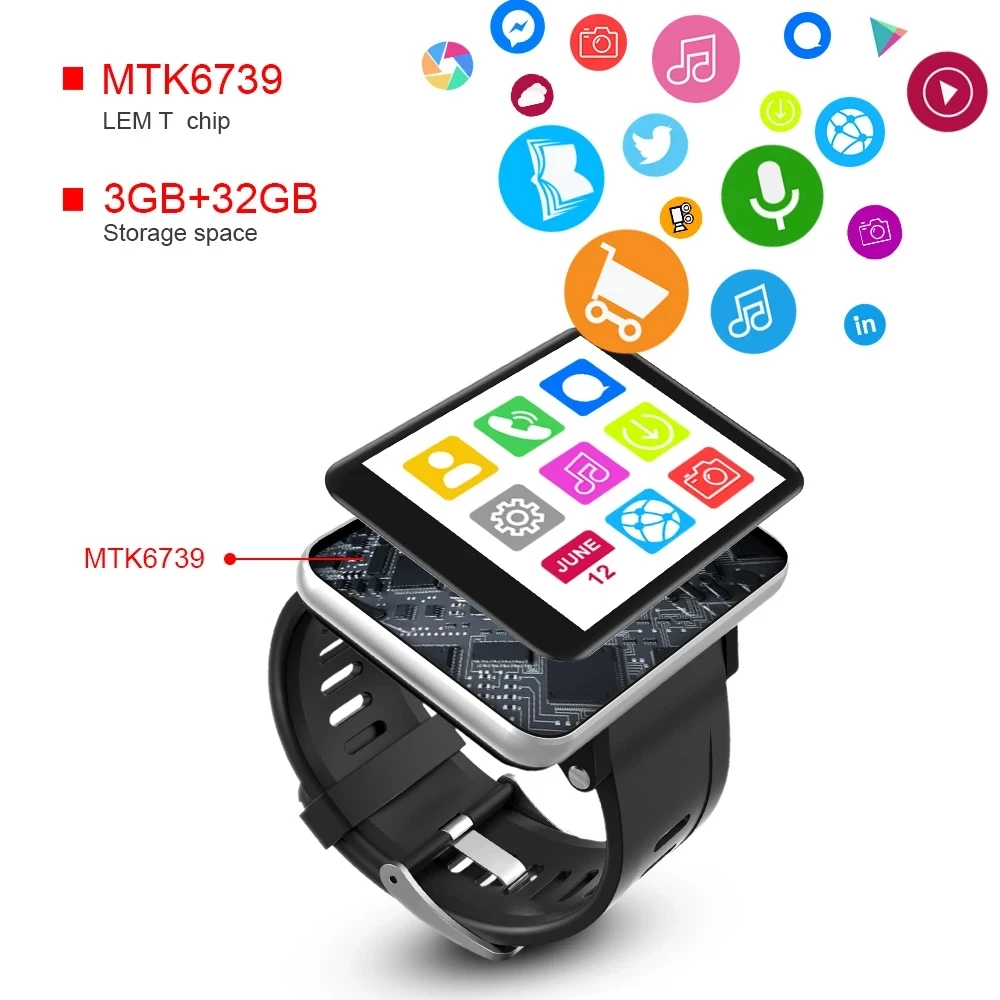 Lemfo Lemt 4g 2 86 Inch Screen Smart Watch Android 7 1 3gb 32gb 5mp