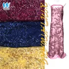 Wholesale Luxury Red Flower Embroidered 3D Sequin Ankara Lace Fabric