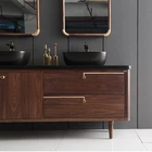 60inch Double Sink Marble Basin Classic Modern Wood Bathroom Vanity Cabinet