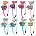 Headband Holiday Hairbands Mermaid Party Headband PVC Printed Bow Hairband Holiday Hair Accessories For Children's